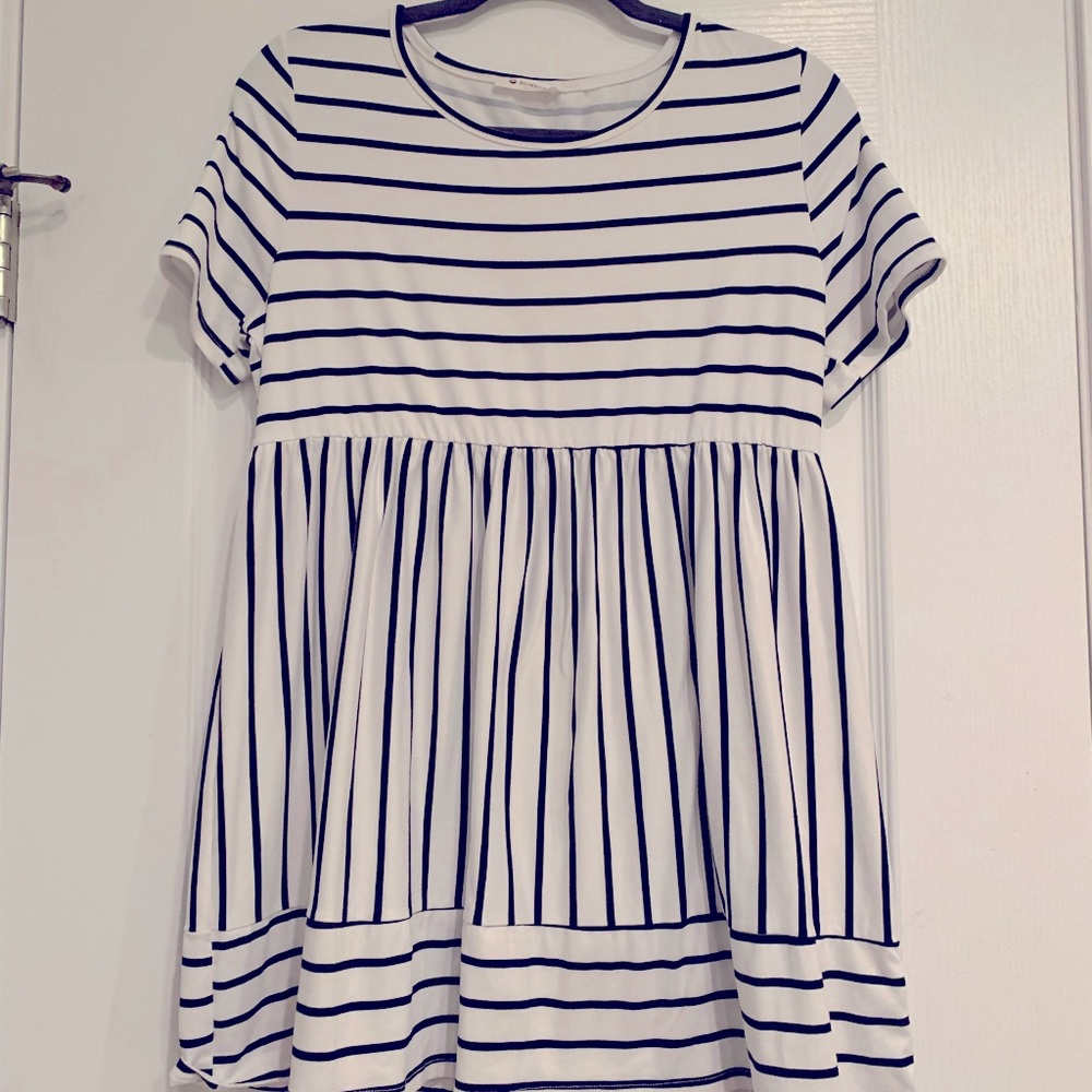 Black and White Striped Babydoll Top